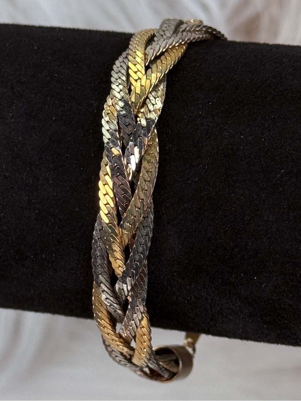 Vintage multi tone Braided herringbone chain bracelet
